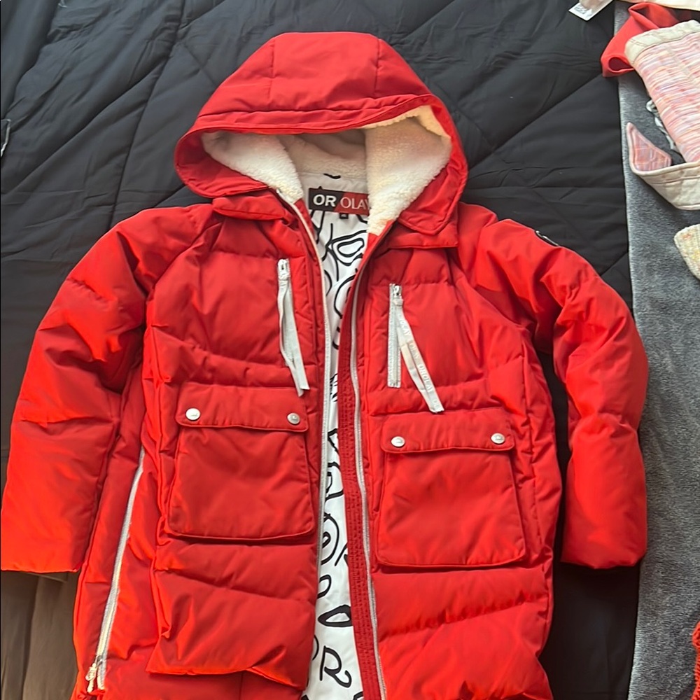 Red Hooded Puffer Jacket